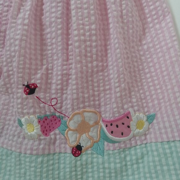 Vintage Sears Baby Pink Checkered Gingham Toddler Dress Sz 2T 24 Months Flower - Picture 3 of 15